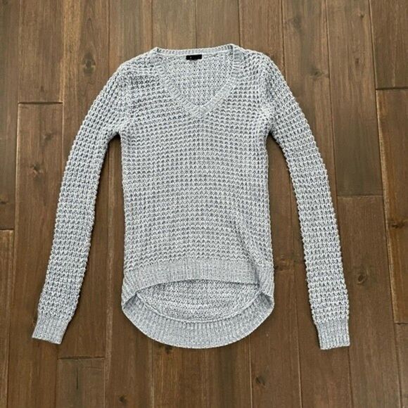 Ardene Long Gray Knitted V Neck Sweater S - Picture 1 of 5